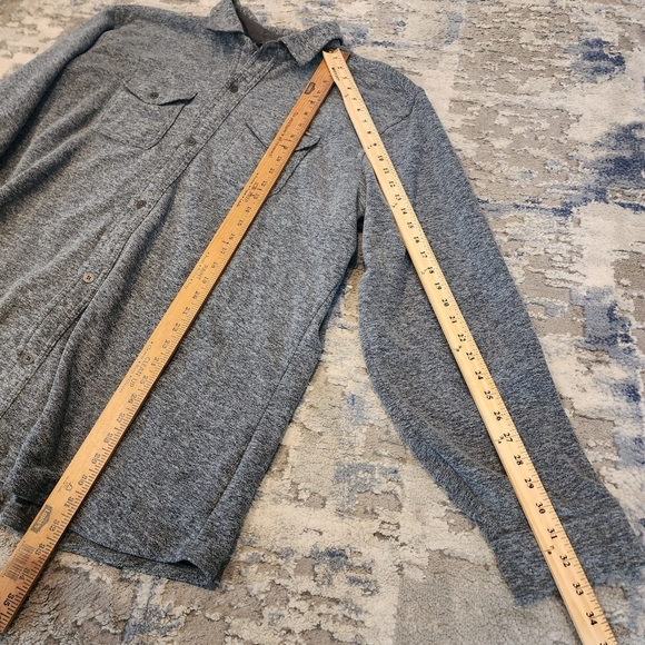 Eddie Bauer grey soft fleece long sleeve button down shirt. Men's size T2XL. - Picture 12 of 14